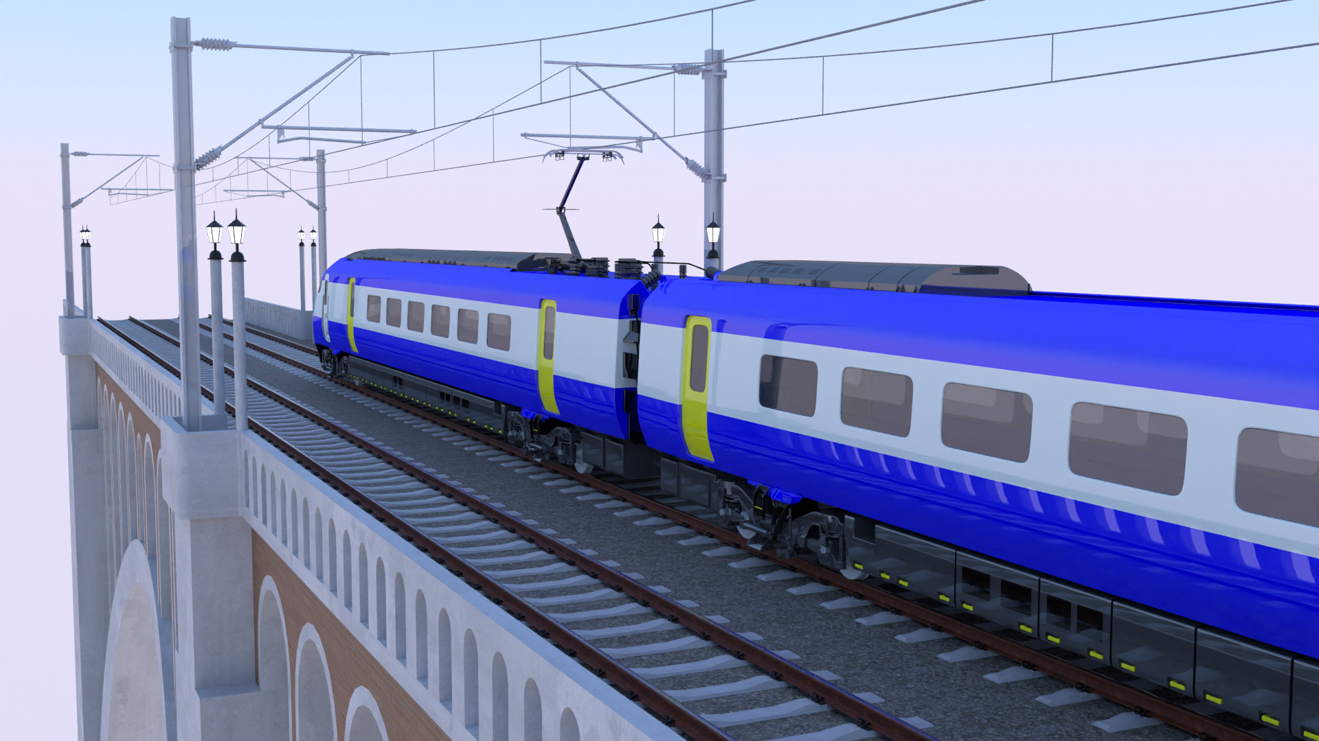 Viaduct with Hitachi Azuma train 3D model_8
