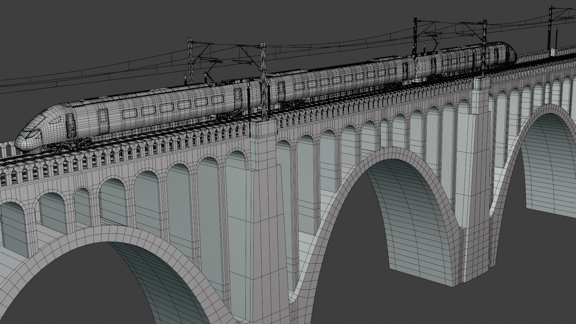 Viaduct with Hitachi Azuma train 3D model_5
