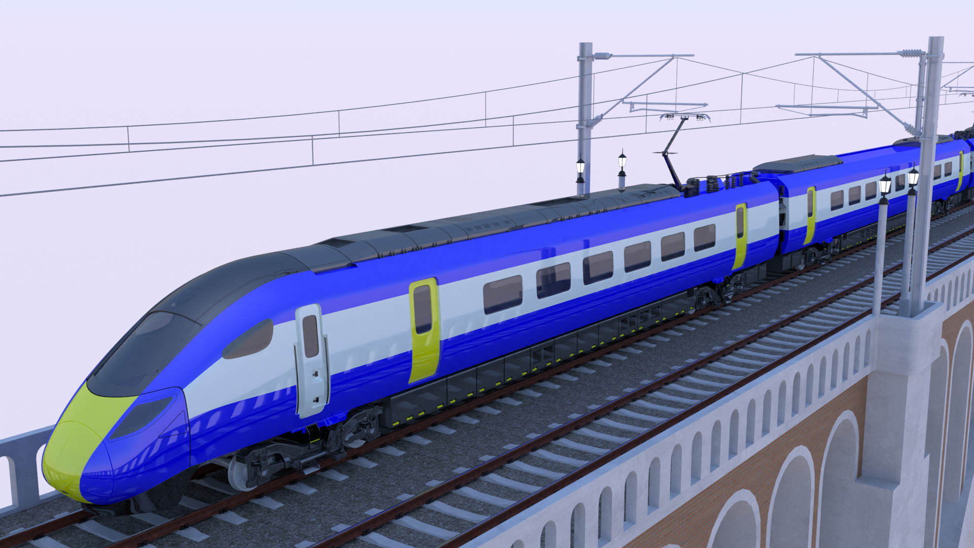 Viaduct with Hitachi Azuma train 3D model_7