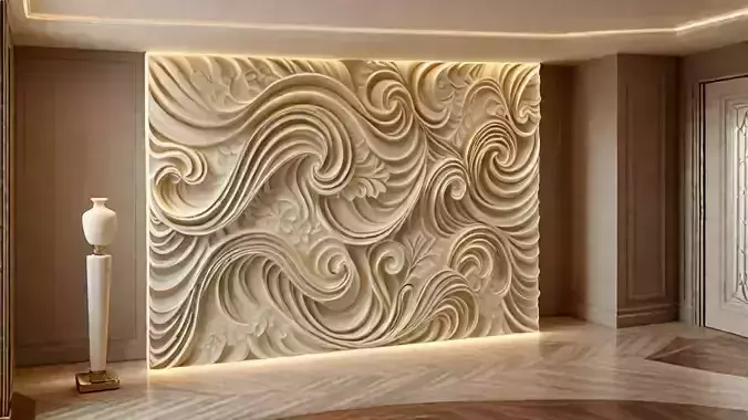 modern panel wall decor set relief stl mural CNC 172
