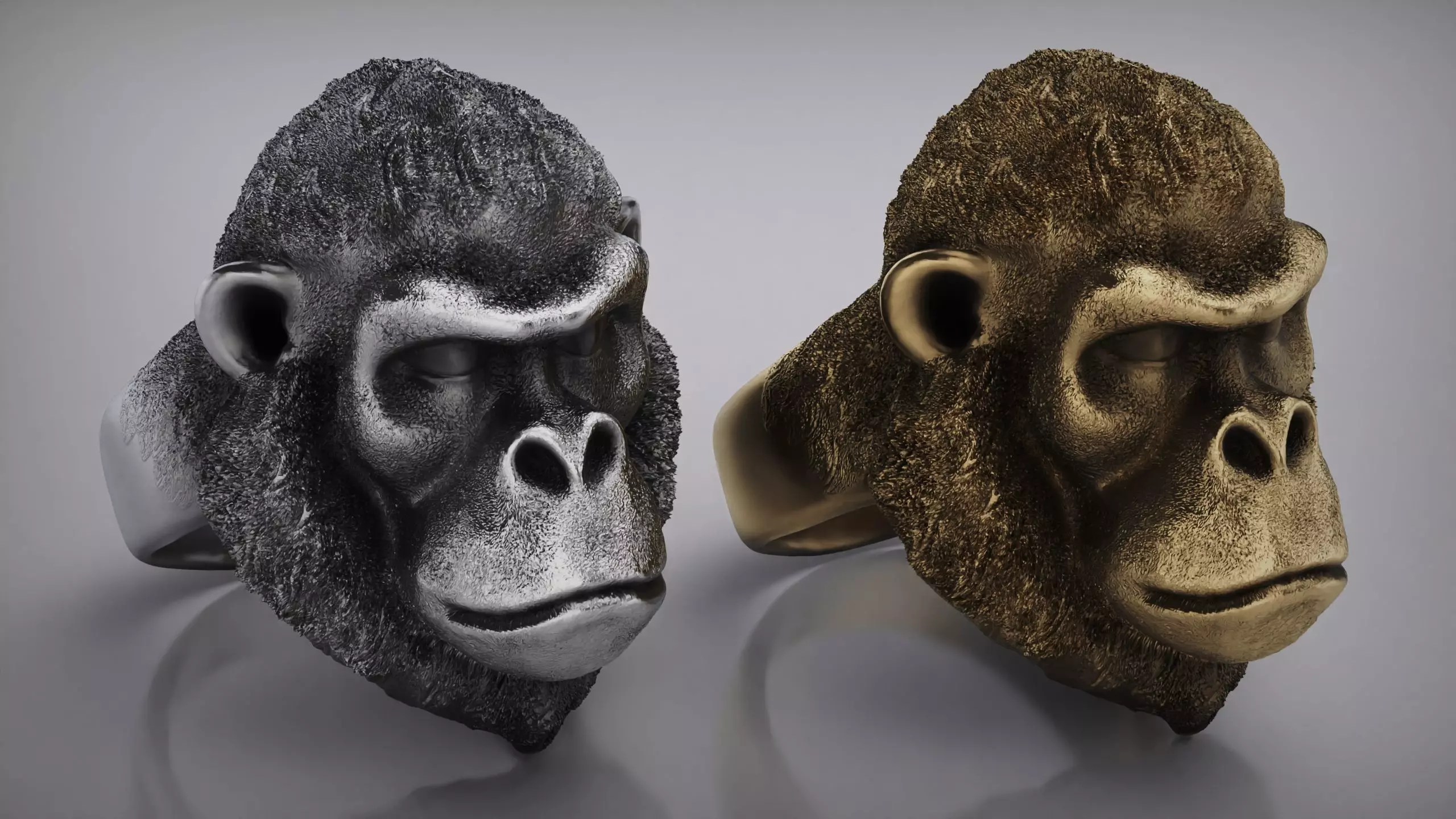 Ape Ring-King Kong Ring-Monkey Ring - Gorilla Ring - Silver Ring 3D print model