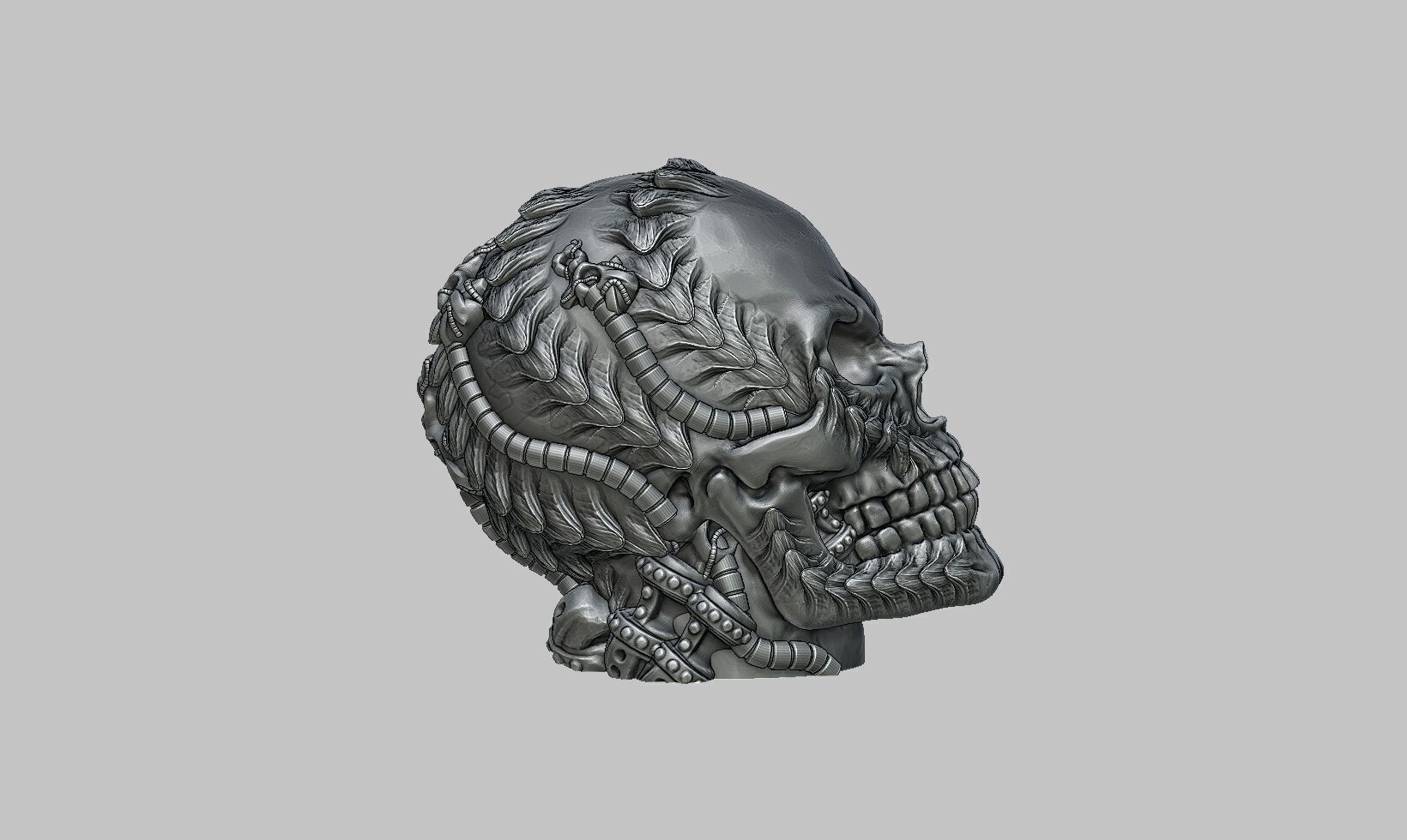 Skull robot dragon Ps5 controller stand Robot skull head  3D print model_6