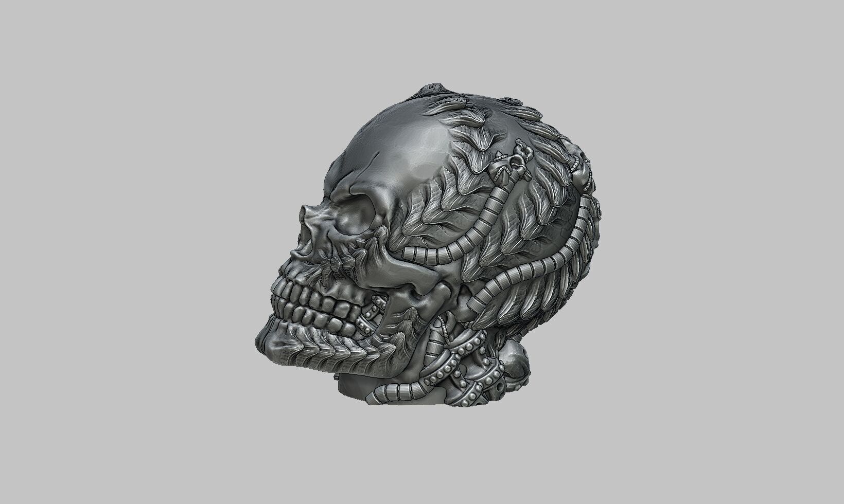 Skull robot dragon Ps5 controller stand Robot skull head  3D print model_8