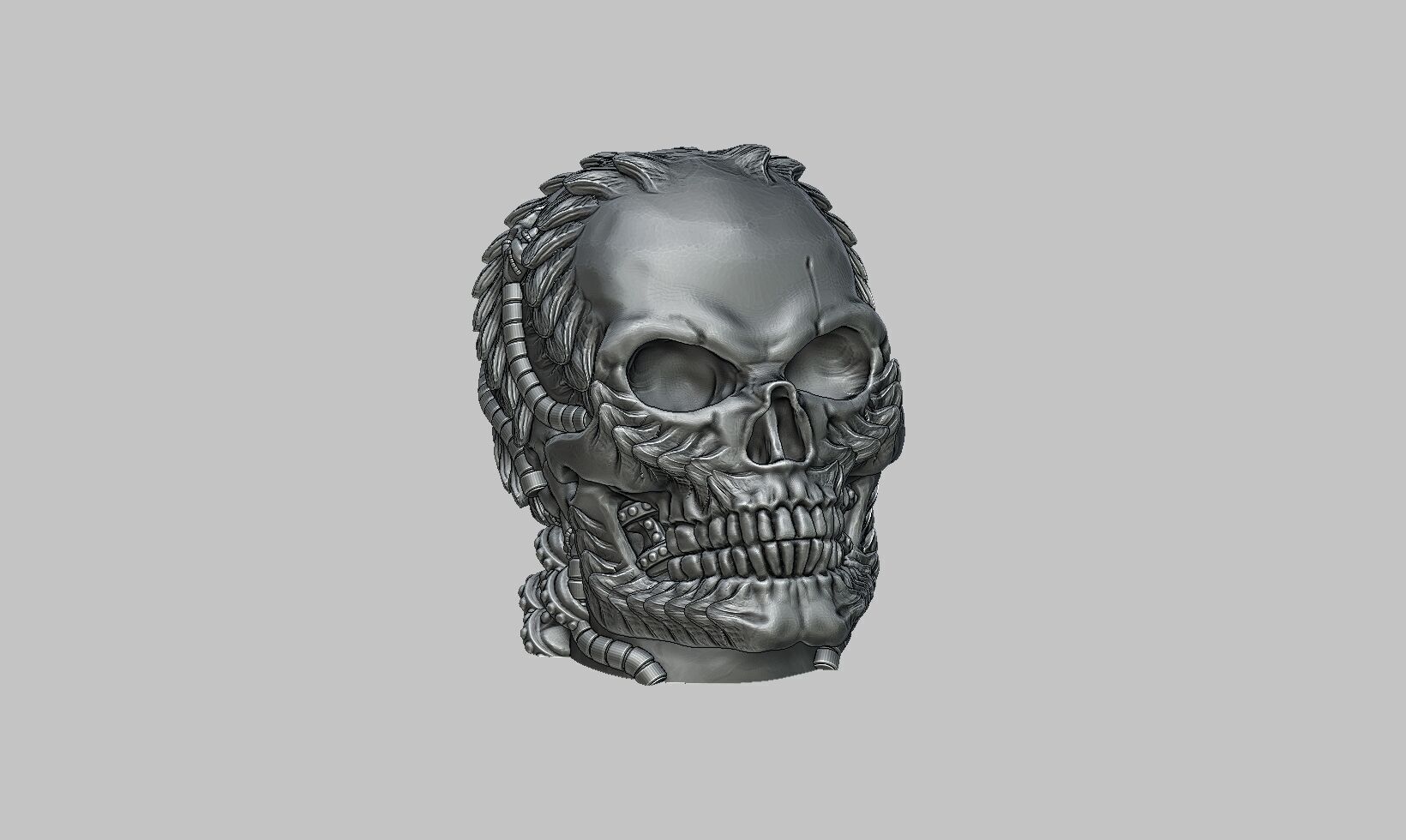 Skull robot dragon Ps5 controller stand Robot skull head  3D print model_4