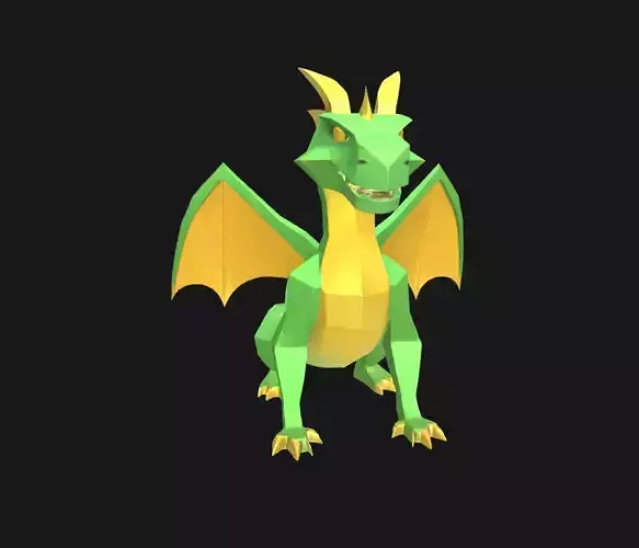 Low Poly Stylized Dragon 3D Model