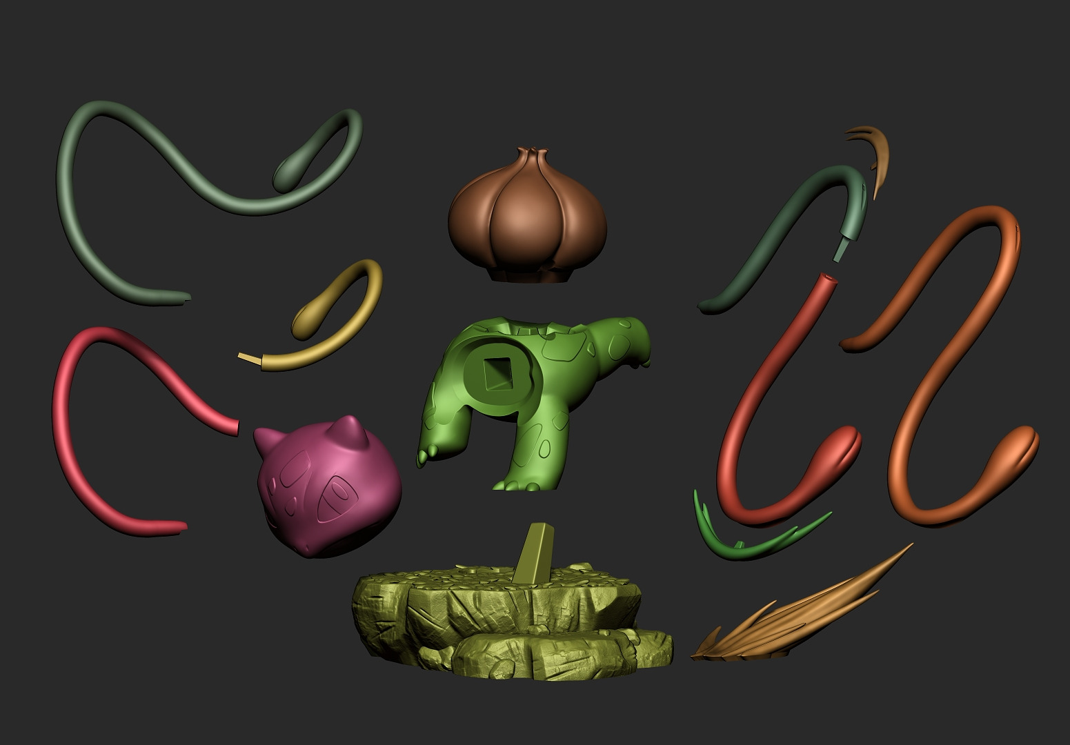 Pokemon Bulbasaur - Whip strain- For 3D Print 3D print model_9