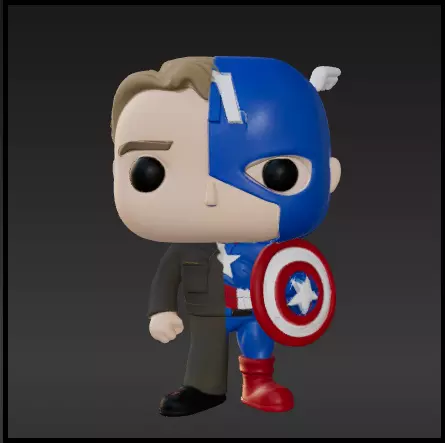 Captain america half rogers funko pop Free 3D print model