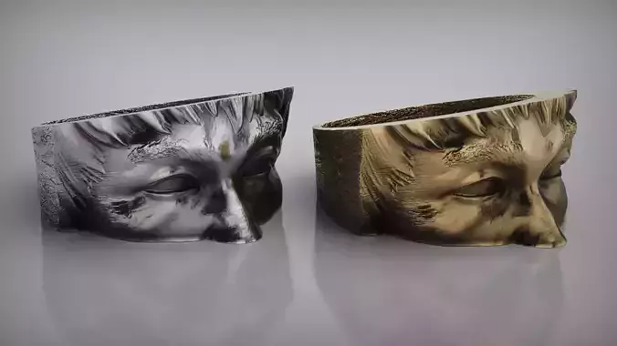 Bruce Lee Head Ring - Silver Ring - Face Ring 3D print model