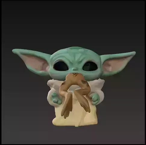 Baby yoda comiendo rana funko pop