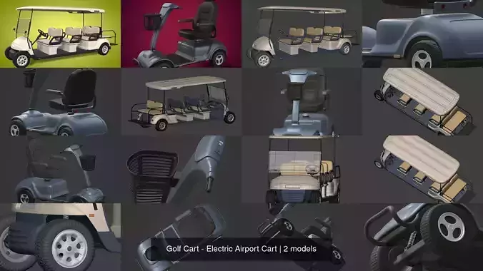 Golf Cart - Electric Airport Cart 3D Model Collection