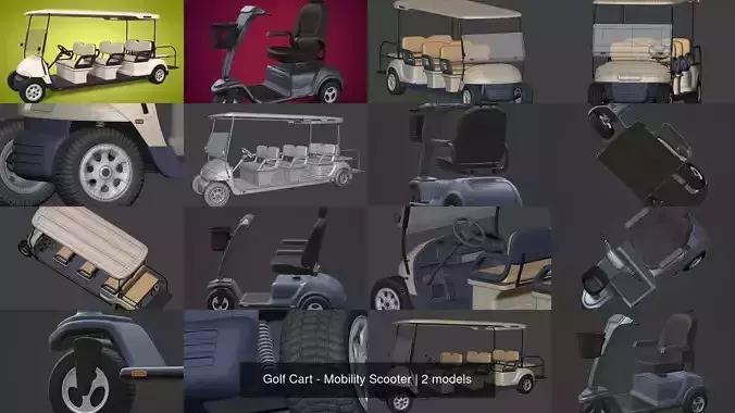 Golf Cart - Mobility Scooter 3D Model Collection