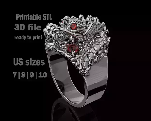 Jewelry man s Signet Ring The Dragon - Printable STL 3D print model