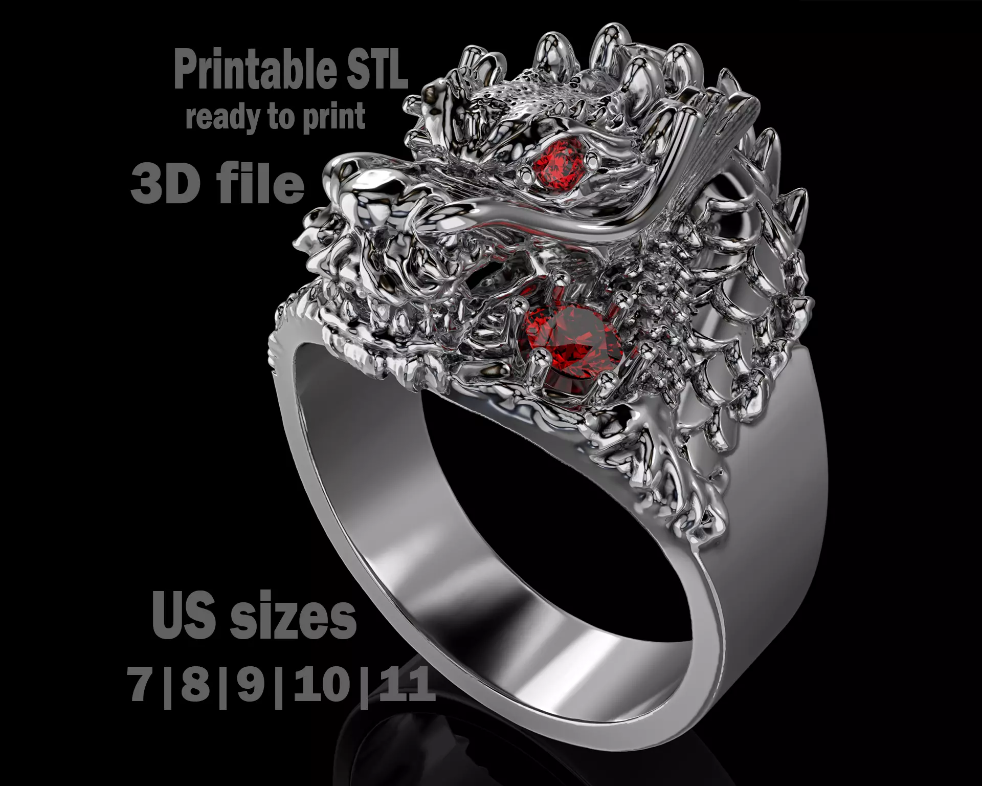 Jewelry Signet Ring The Dragon - Printable STL 3D print model