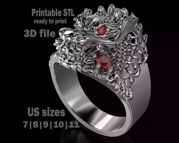 Jewelry Signet Ring The Dragon - Printable STL