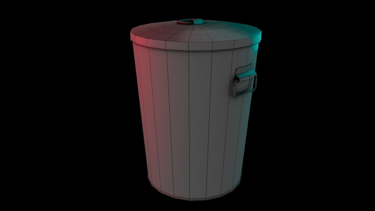 Metal Trash Can 3D Model Low-poly 3D model_10