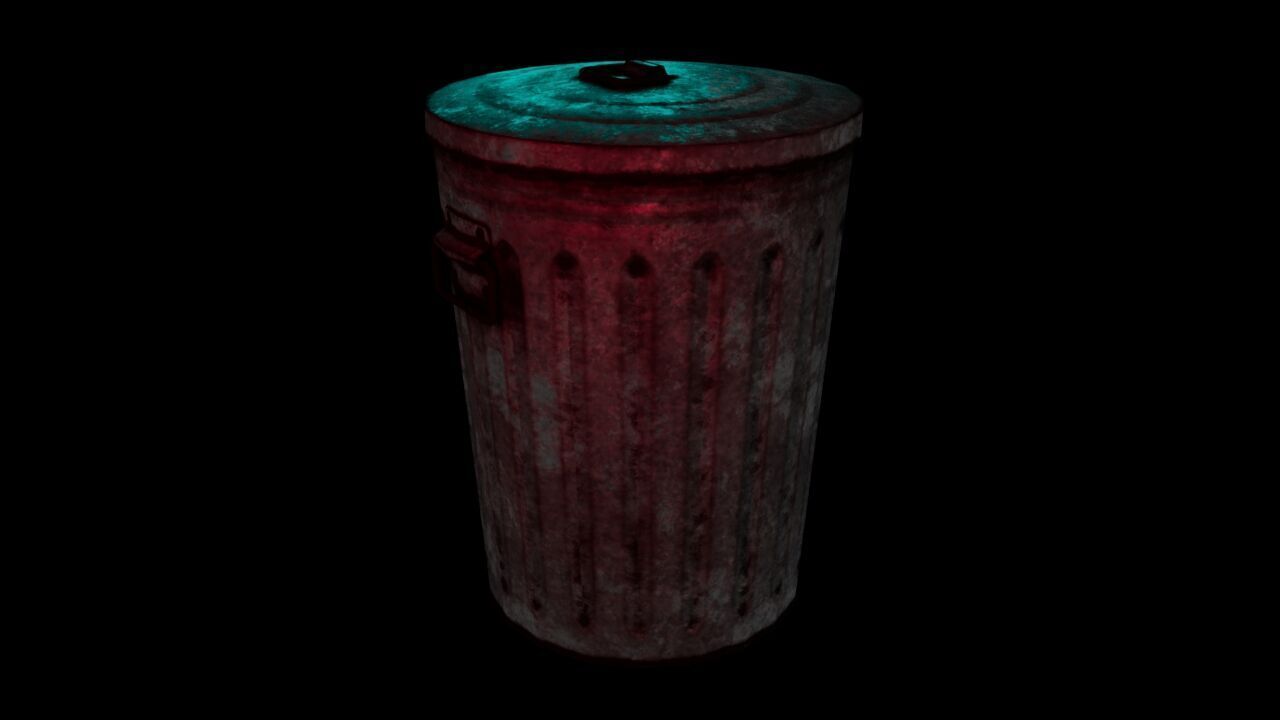 Metal Trash Can 3D Model Low-poly 3D model_1