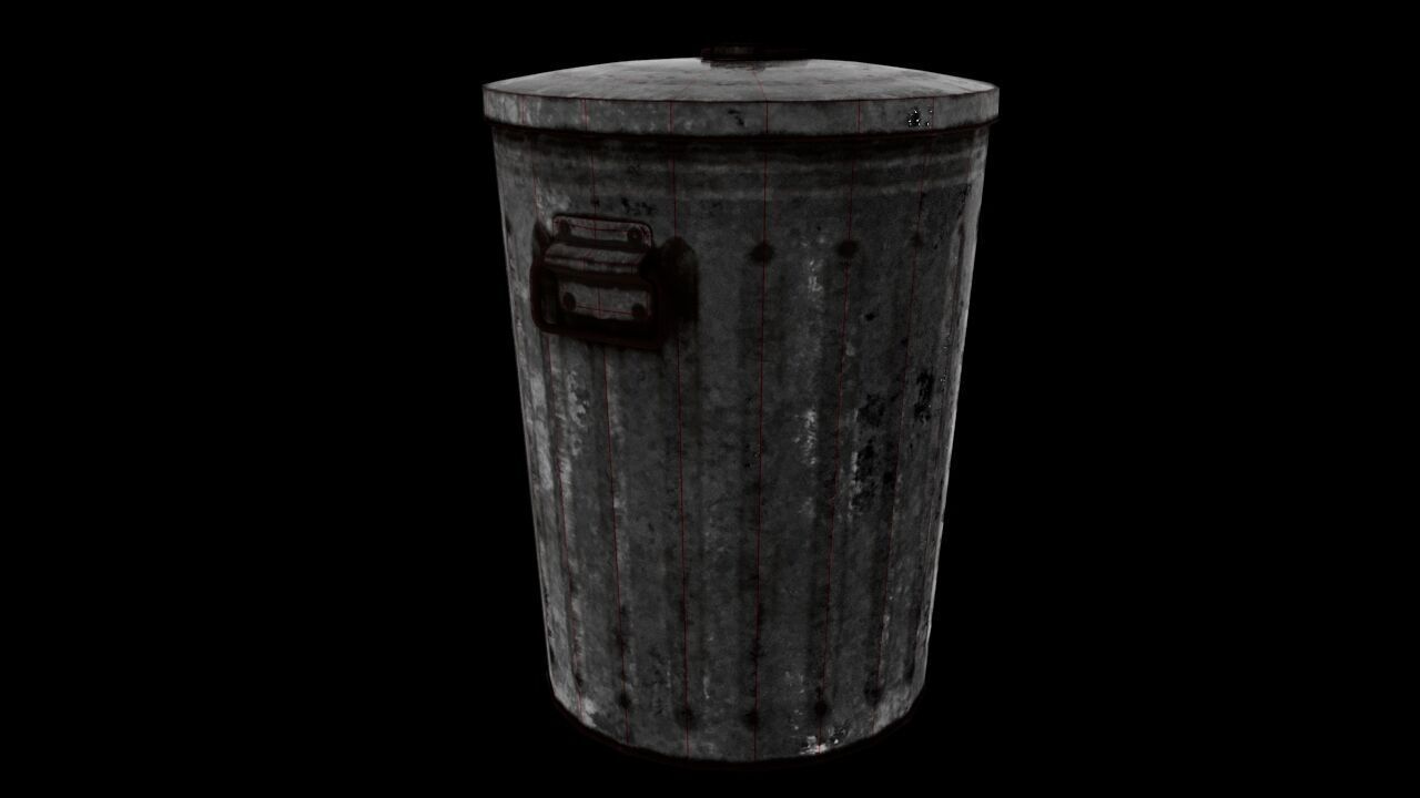 Metal Trash Can 3D Model Low-poly 3D model_6