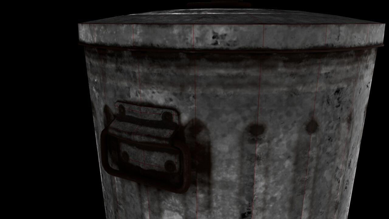 Metal Trash Can 3D Model Low-poly 3D model_7
