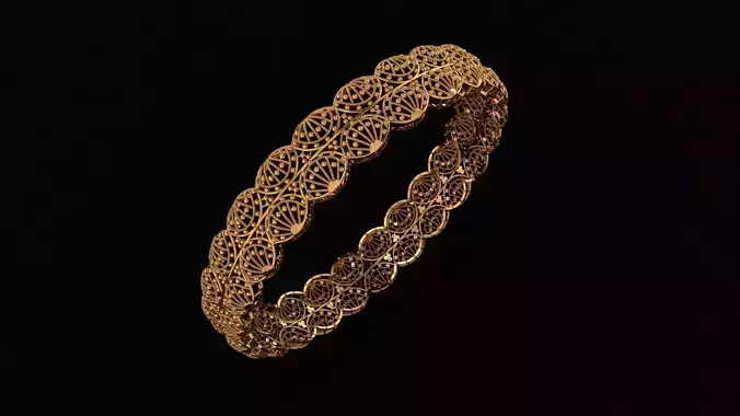 32 Scalloped Circle Gold Bangle 58MM-10gm 3D print model