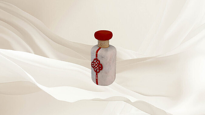 Chinese wine bottle Low-poly 3D model