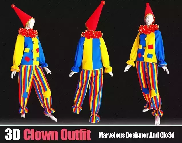 3d Clown Outfits In Marvelous And Blender 