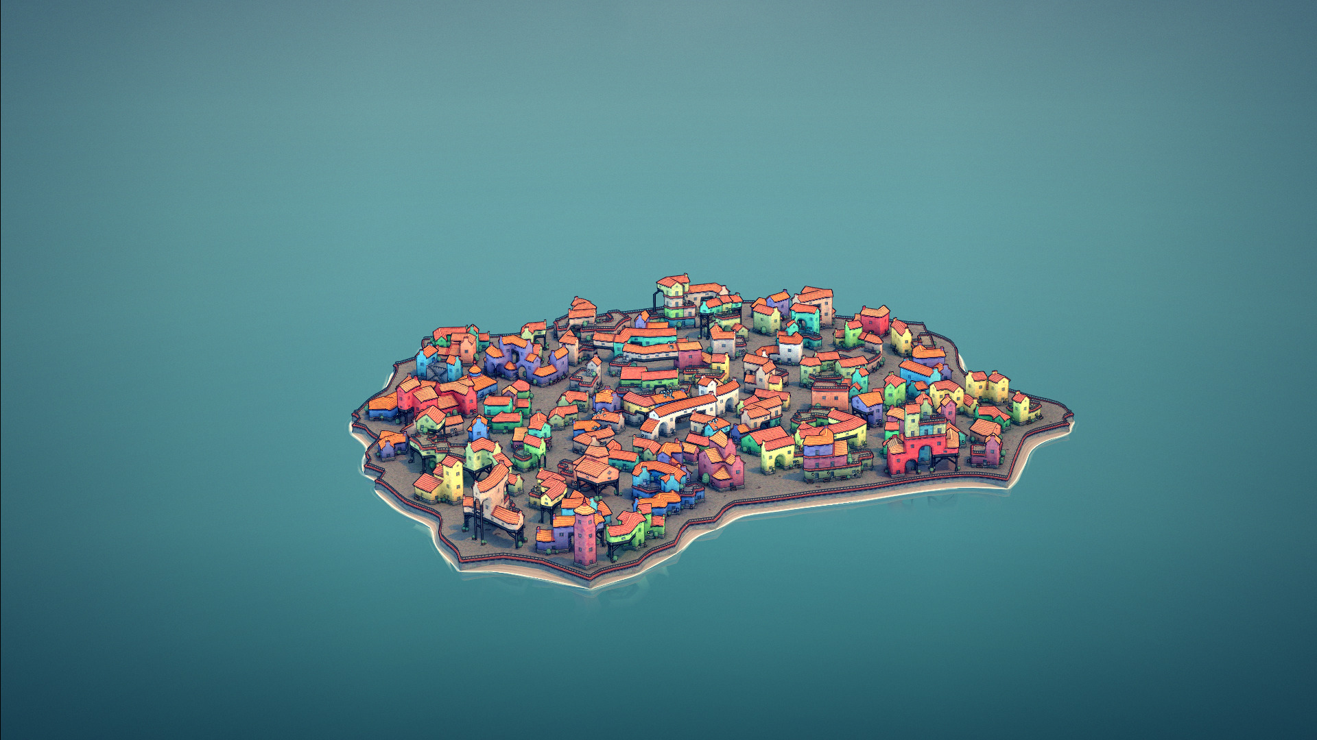 big old cute town 3D model_4