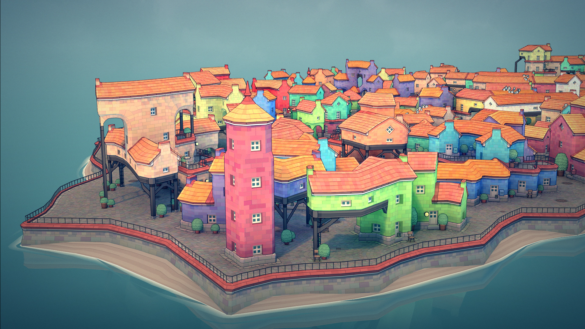 big old cute town 3D model_11