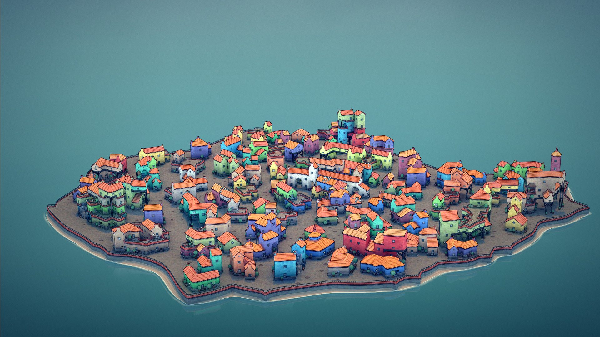 big old cute town 3D model_1