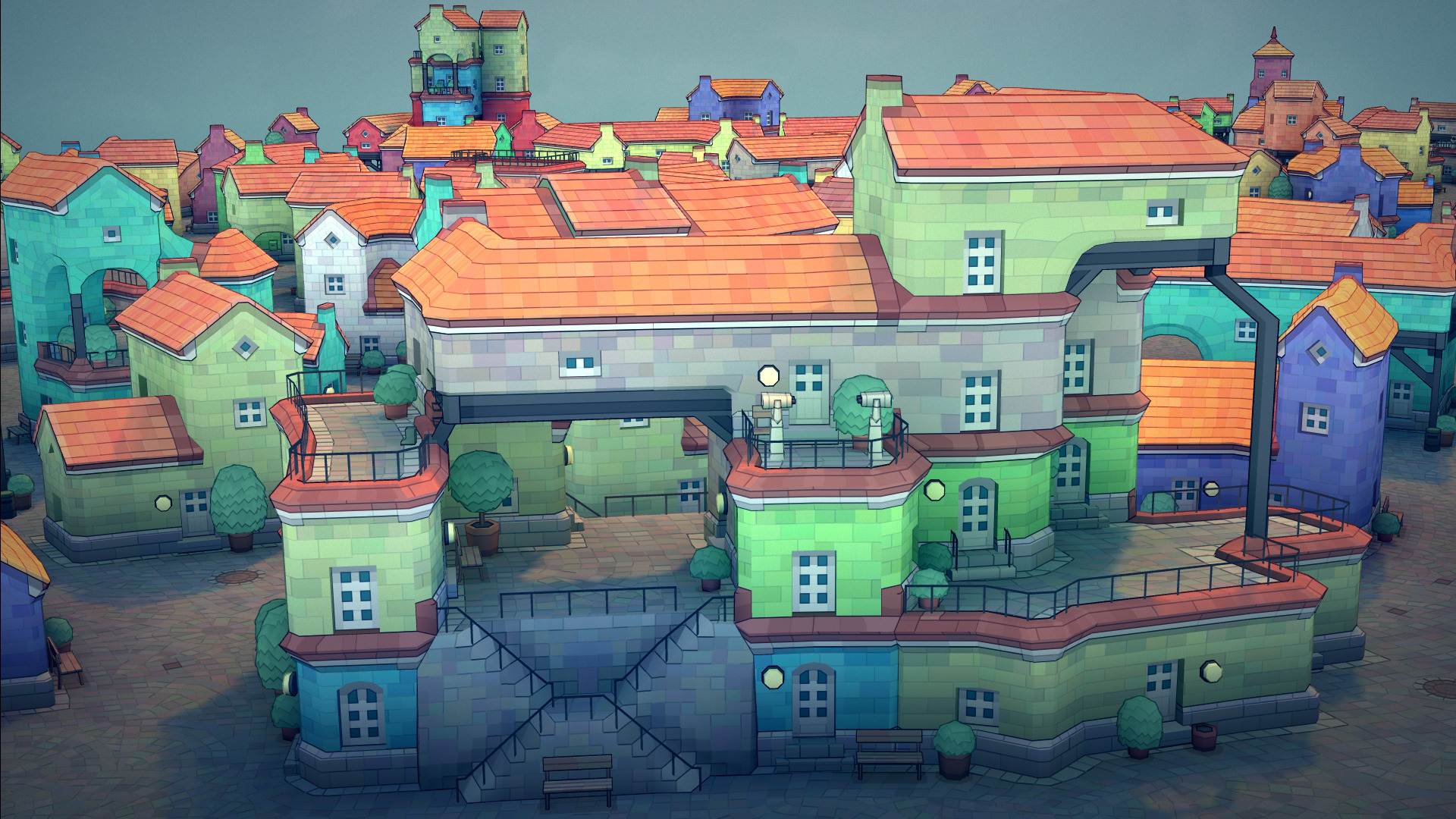 big old cute town 3D model_7