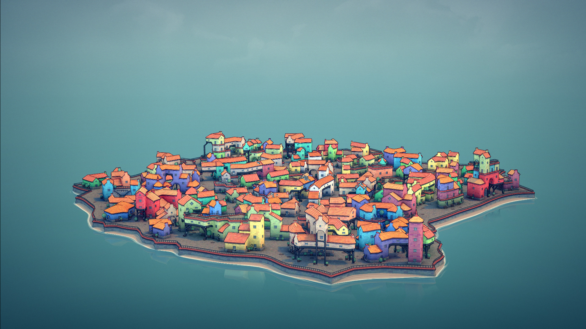 big old cute town 3D model_2