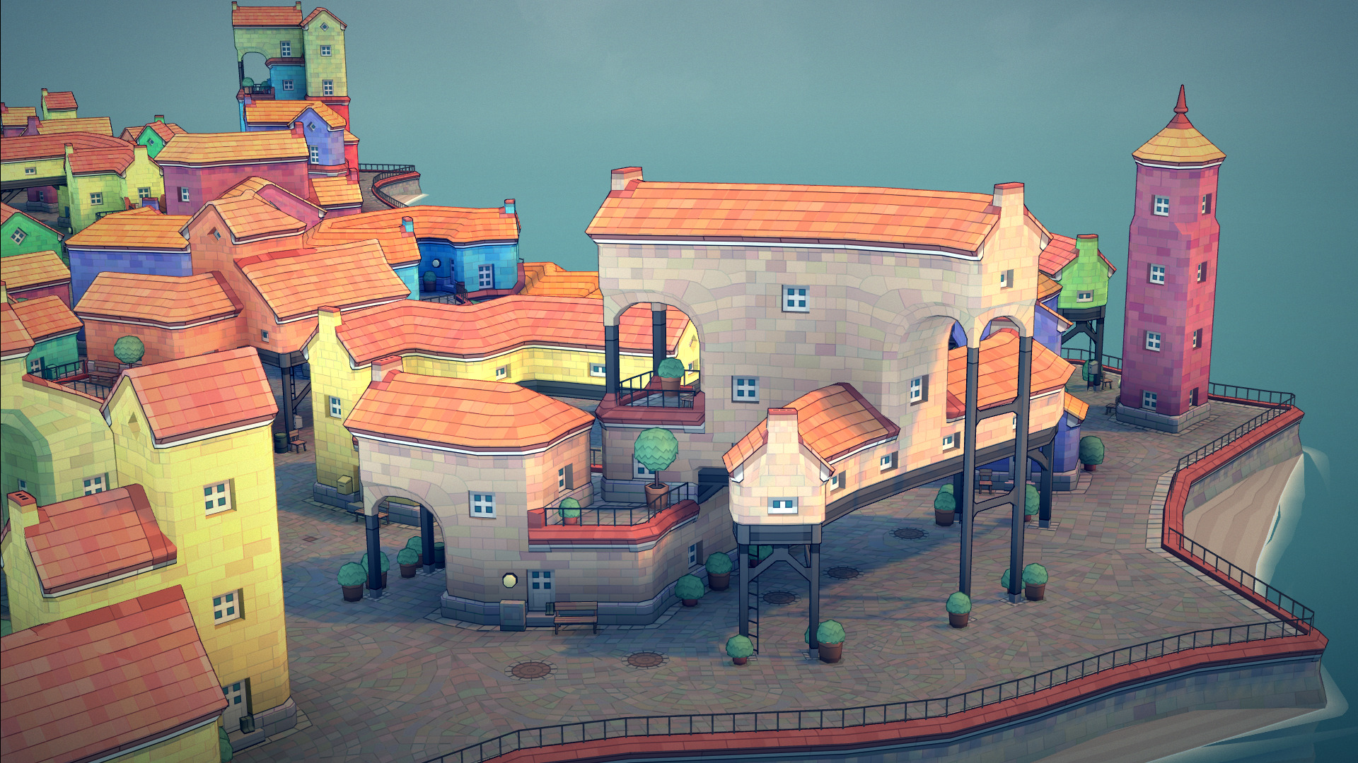 big old cute town 3D model_10