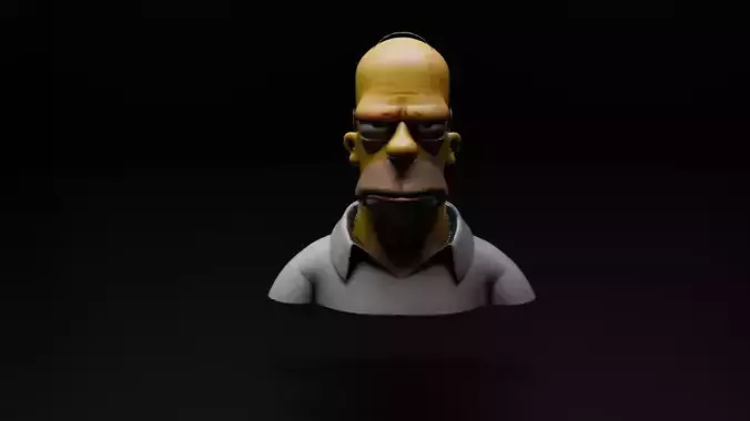 Homer Simpson Stylized Bust 3D Print Model STL