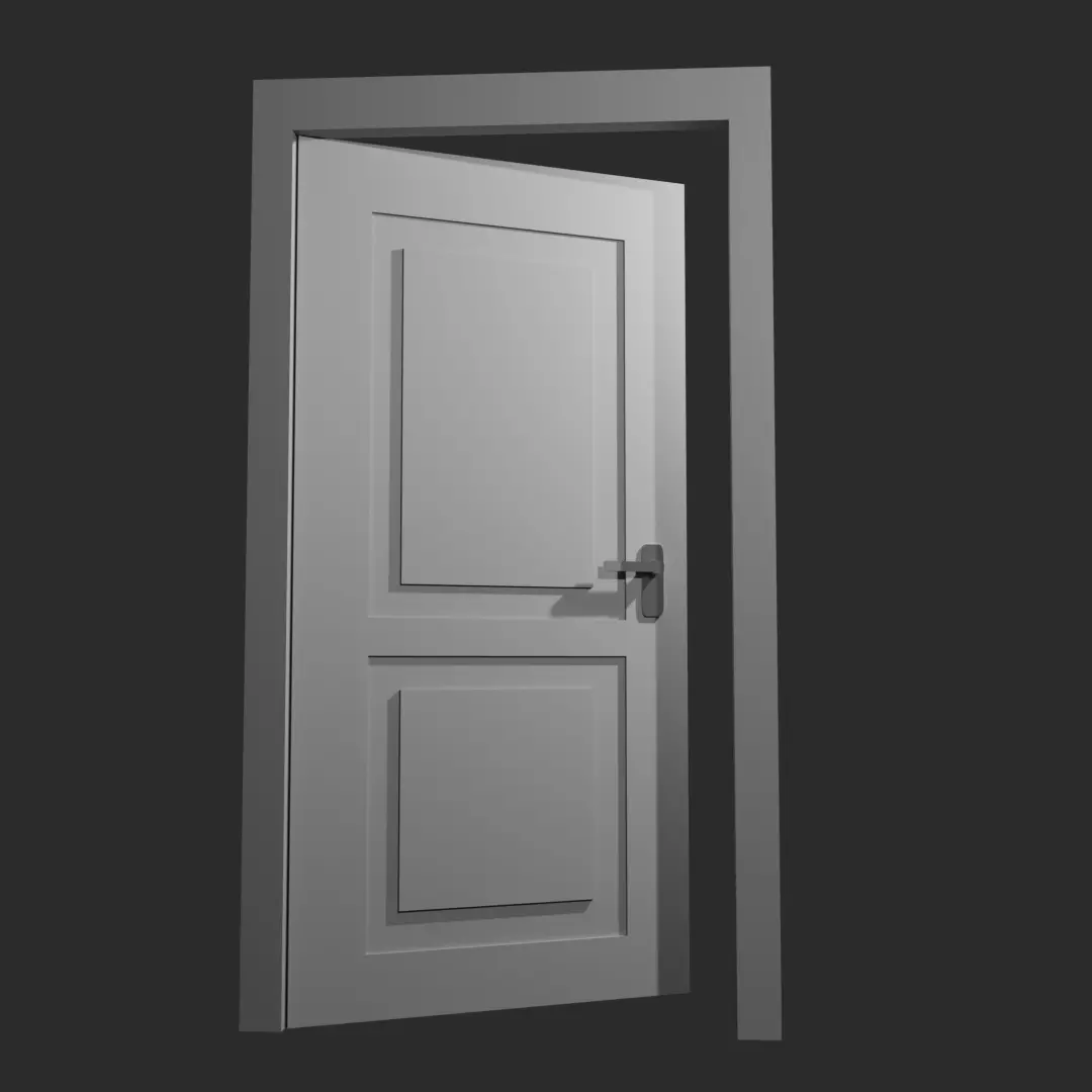 White doors are suitable for minimalist homes Low-poly 3D model