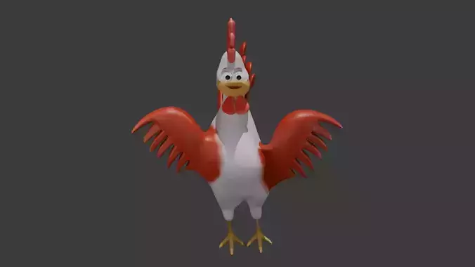 3D Rooster Model - Low Poly Stylized Farm Animal for Games