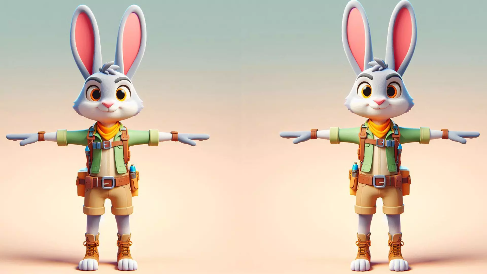 Adventure Rabbit 3D Character  Low Poly Low-poly 3D model_0
