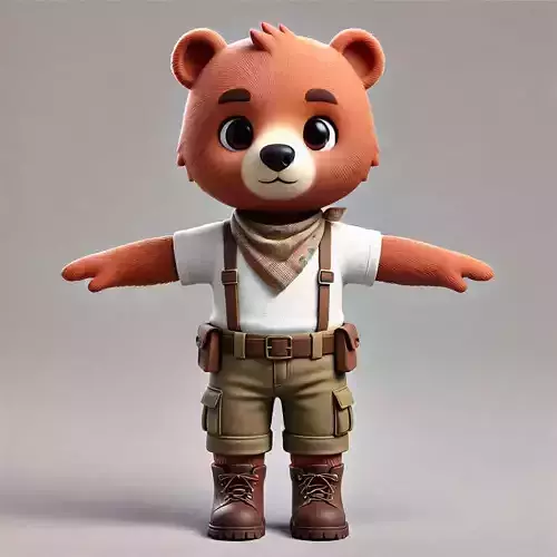 Adventure Bear  3D Character Model Low-poly 3D model