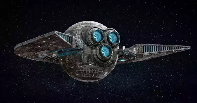 Spaceship Quantum Game Ready Space Station Low-poly 3D model