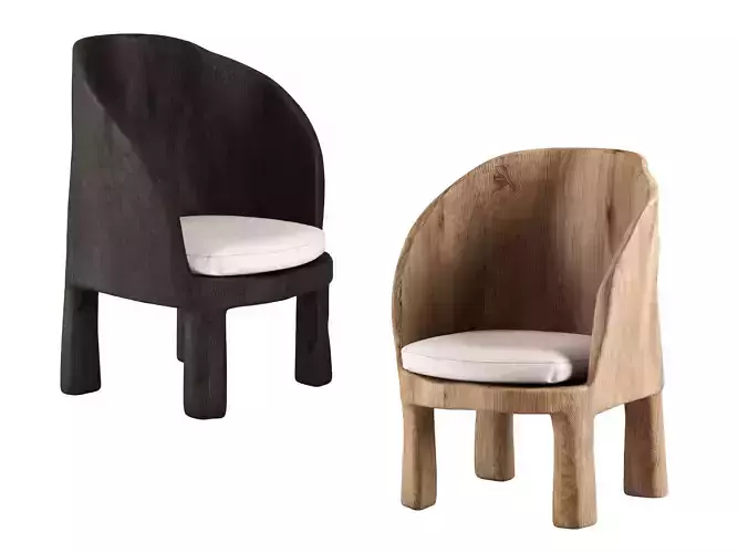 Curved Wooden Armchairs with Cushion