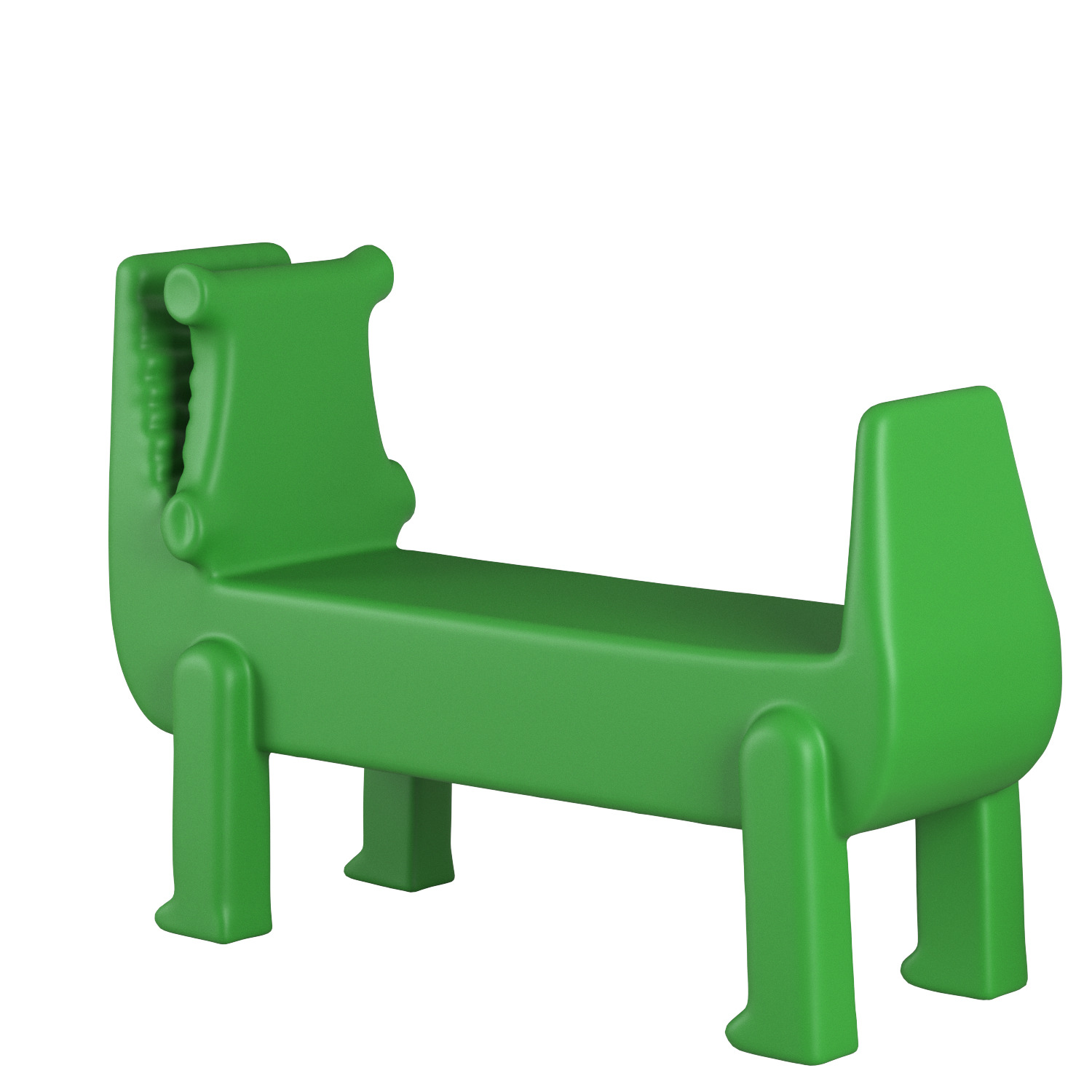 Modern Playful Crocodile-Shaped Bench Set 3D model_1