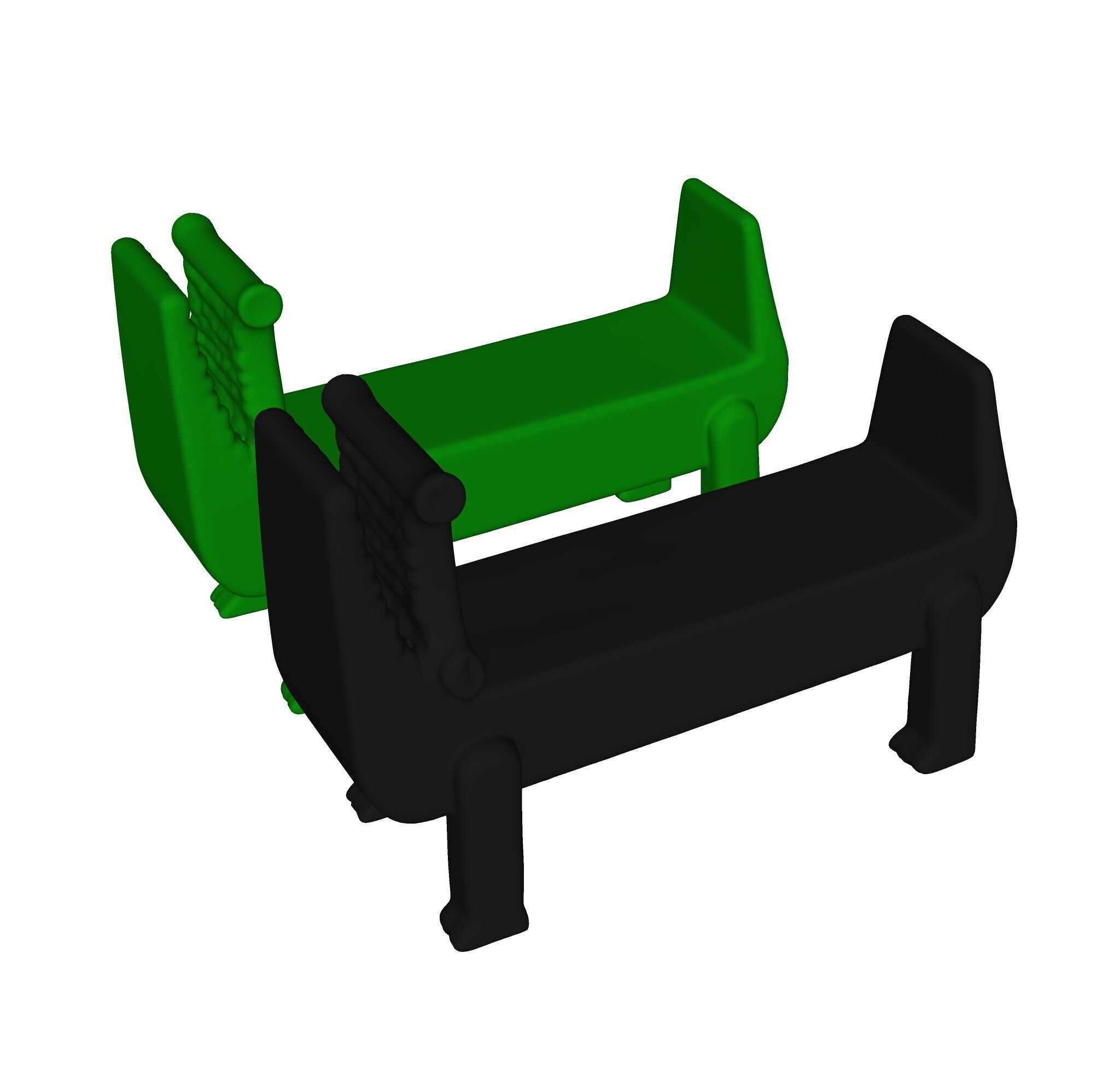 Modern Playful Crocodile-Shaped Bench Set 3D model_5