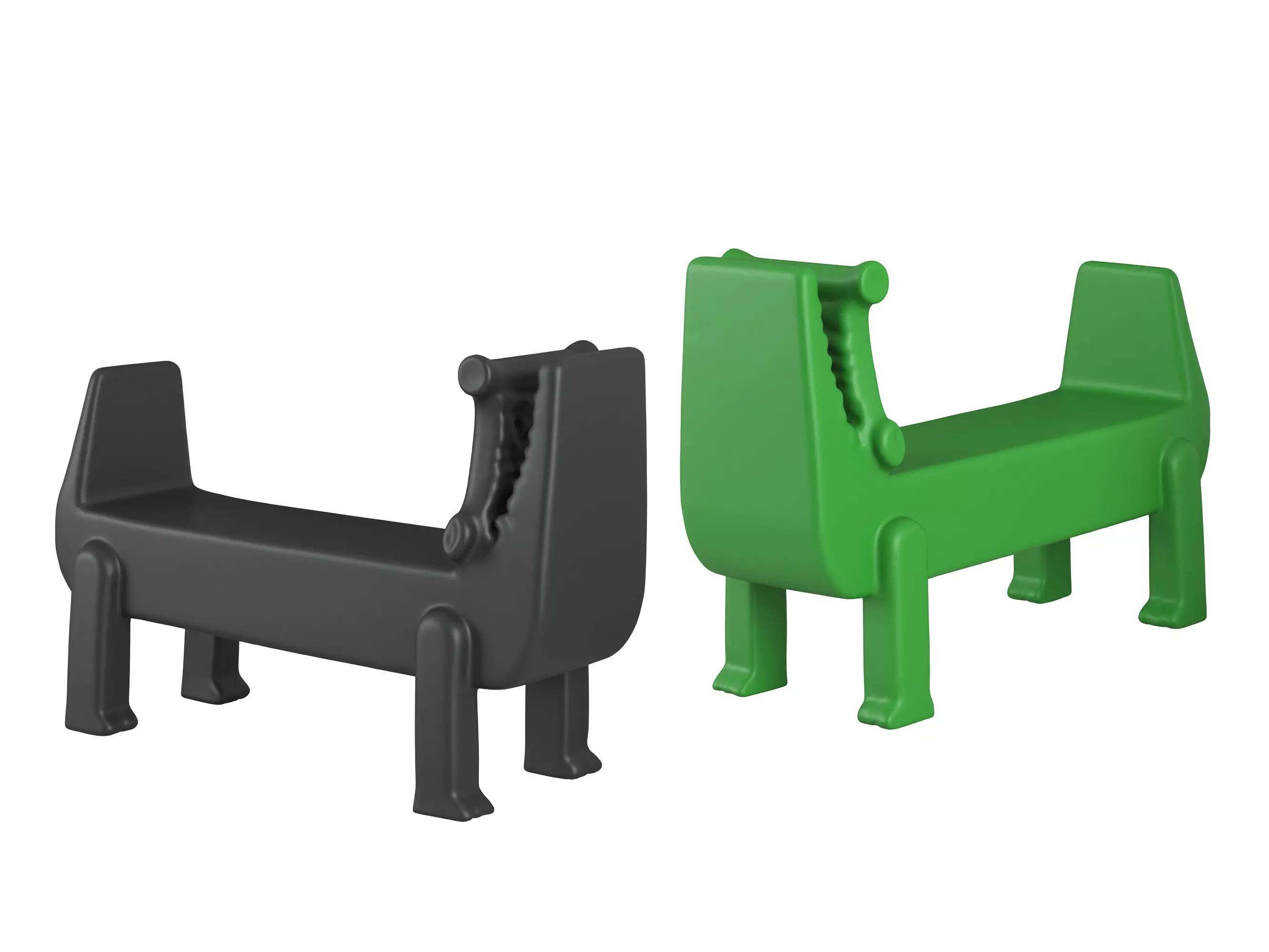 Modern Playful Crocodile-Shaped Bench Set 3D model_0