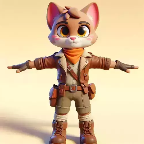 Adventure Cat 3D Character Model