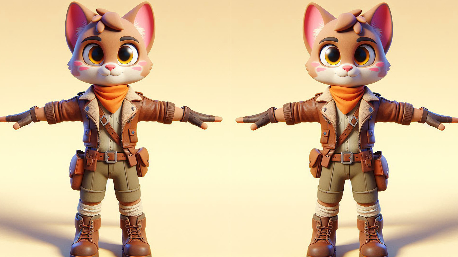 Adventure Cat 3D Character Model Low-poly 3D model_3