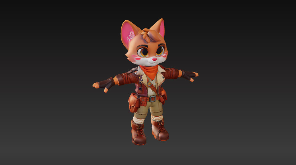 Adventure Cat 3D Character Model Low-poly 3D model_1