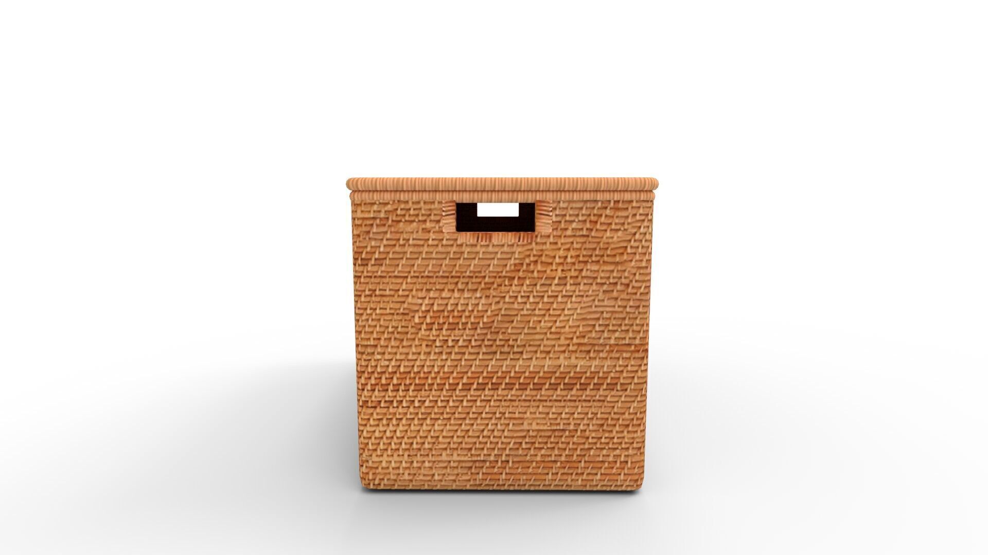 Modern Weave Lidded Storage Basket 3D model_3