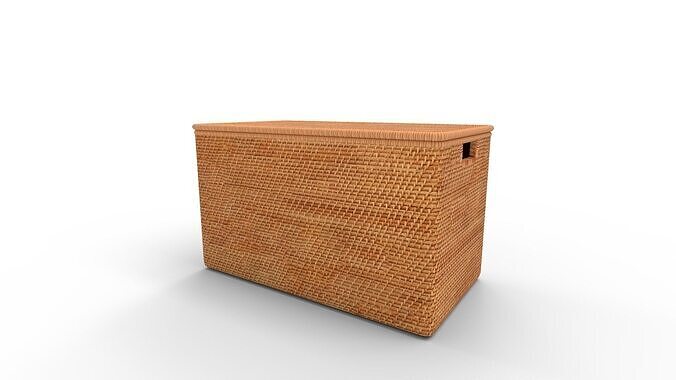 Modern Weave Lidded Storage Basket 3D model 3