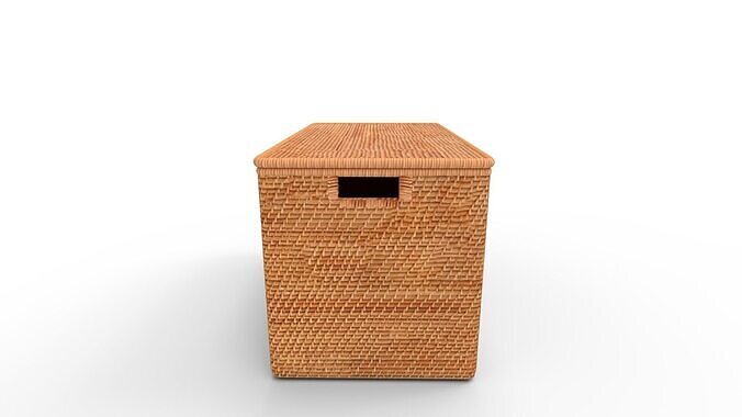 Modern Weave Lidded Storage Basket 3D model 5