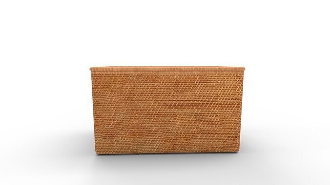 Modern Weave Lidded Storage Basket 3D model 2