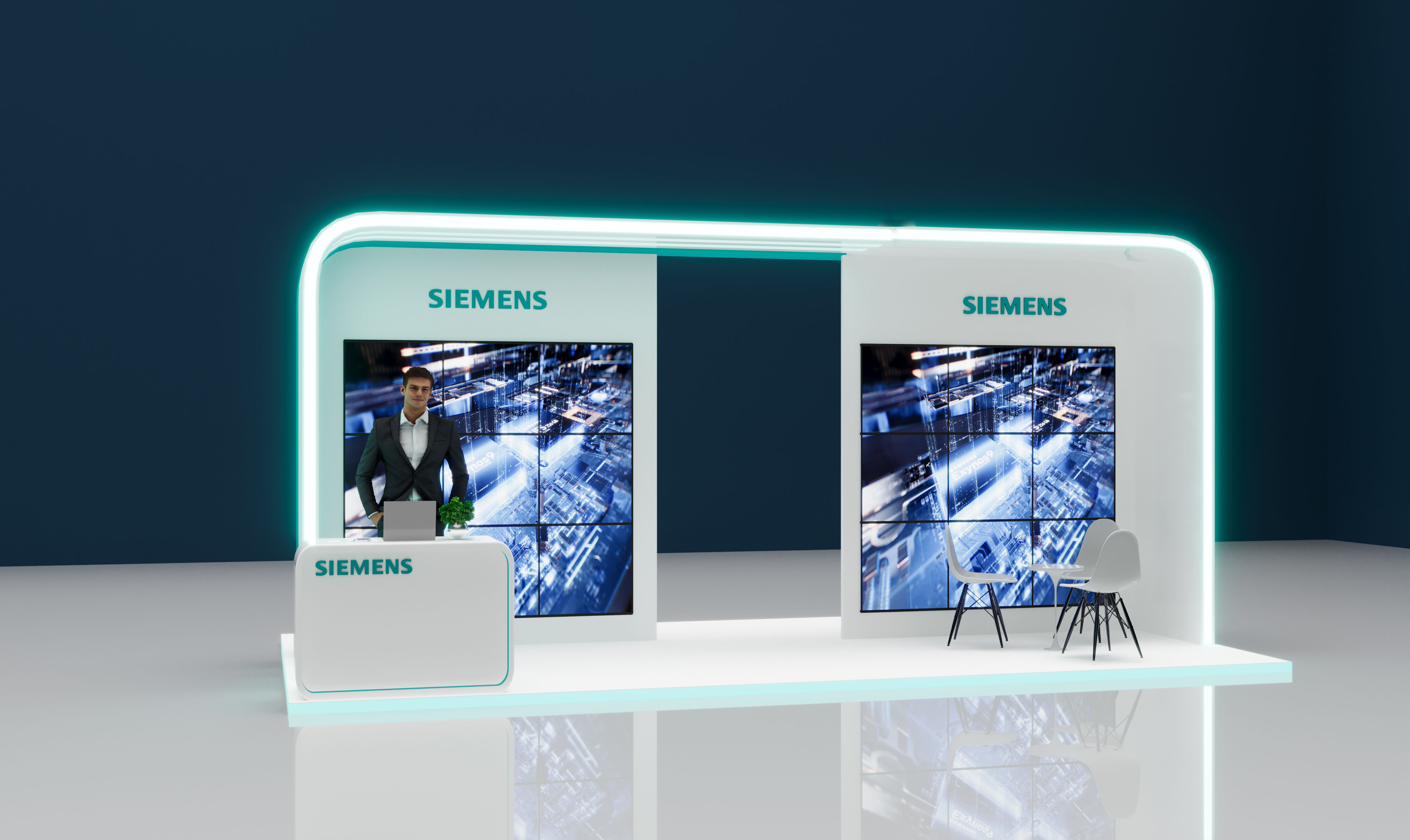 booth 6x3 open 4 side  3D model_1