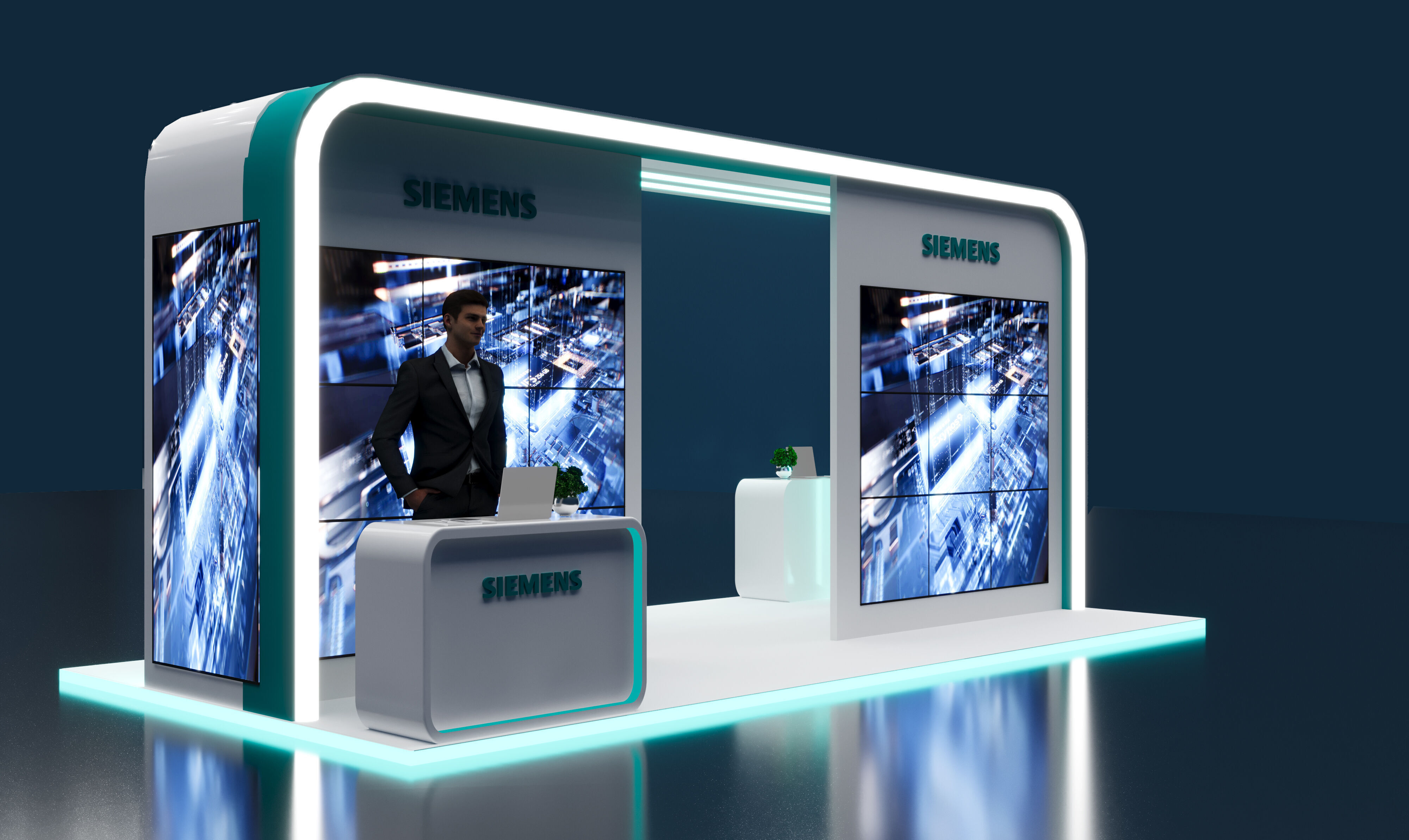 booth 6x3 open 4 side  3D model_4